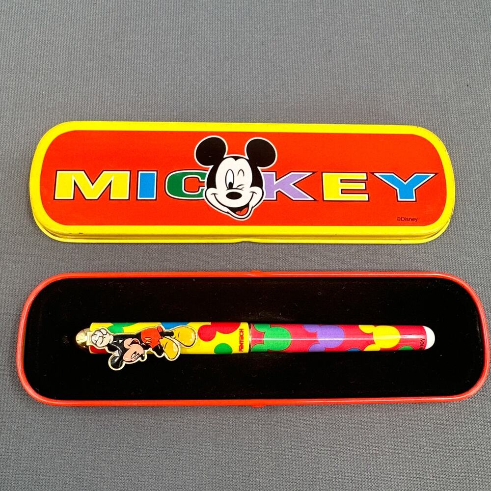 VTG 1995 Mickey Mouse Unlimited Collectible Pentech Ceramick Roller Ball Pen Tin